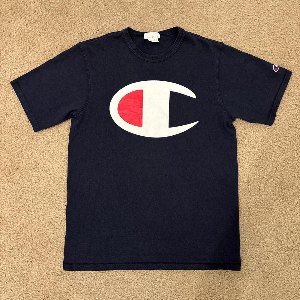 Champion Men's Navy and White T-shirt